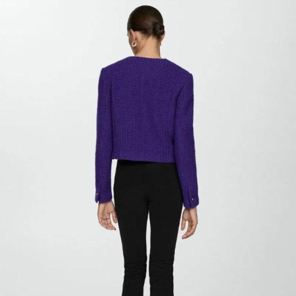 NWT Mango MNG Purple Tweed Blazer Jacket - Picture 2 of 8